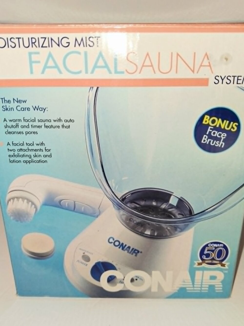 Conair Moisturizing Mist Facial Sauna System with Face Brush New Open Box
